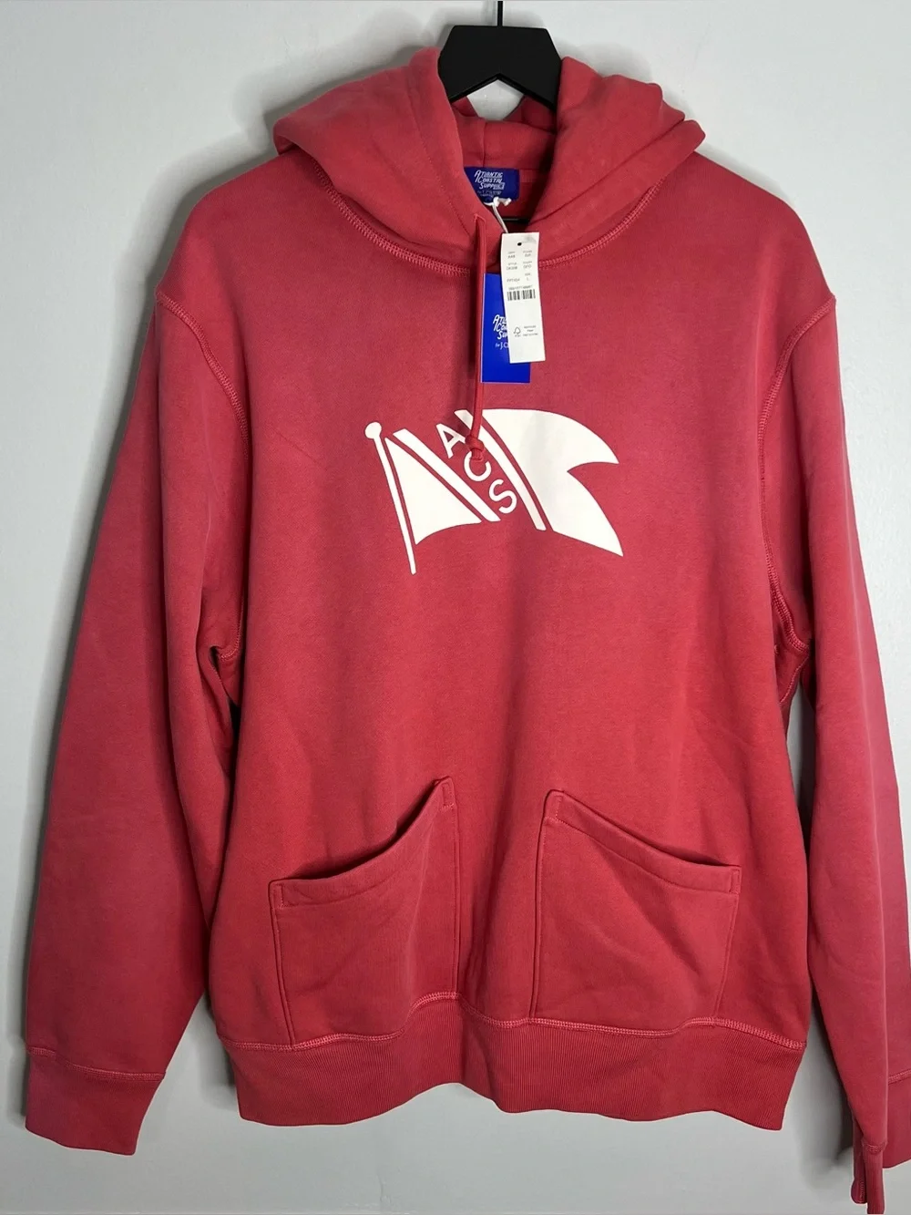 J. Crew x Atlantic Coastal Supplies ACS Graphic Fleece Hoodie Mens Large Red NWT